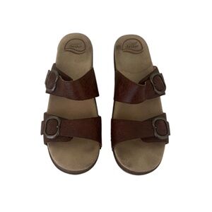 Dansko Sophie Tooled Leather Strap Buckle Clog Mule Sandal Size 39 EUR 8.5 US